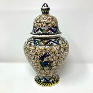 Vintage hand painted signed and numbered Portugal ginger jar